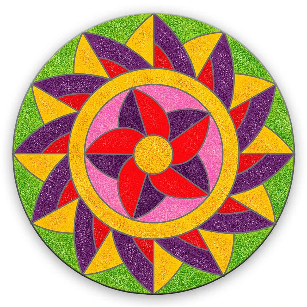 Toykraft: Sand Art Kit Rangoli Mandala Jr., Sand Art Activity Kit for Kids, Art and Craft, Gift Item for 3 Year olds ,Paper, Multicolor