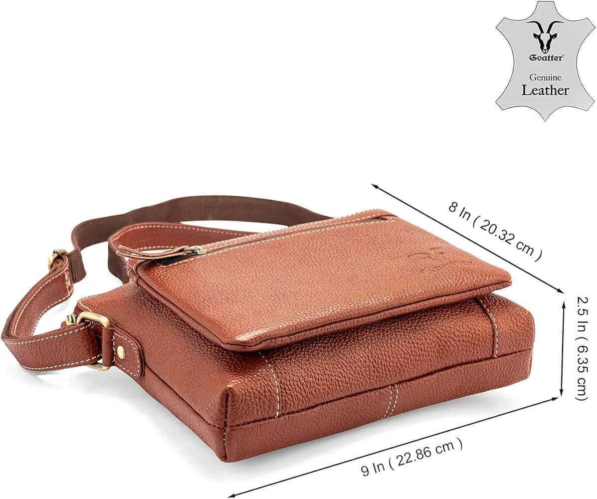 Goatter Genuine Leather 9" Inch Sling Cross-Body Bag For Women's