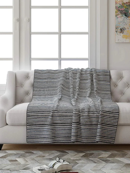 Saral Home Easy Living Soft Decorative Viscose Chenille Striped Sofa Covers/throw Grey