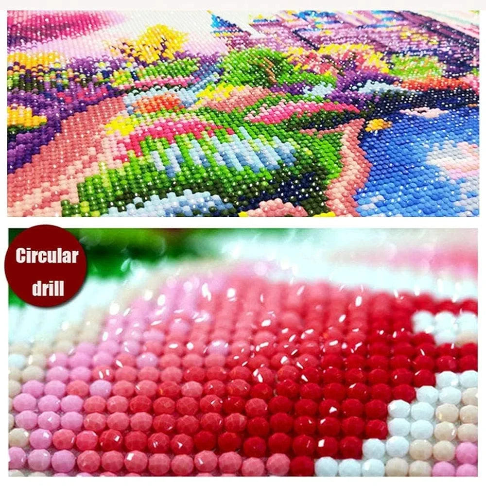 TREXEE DIY 5D Diamond Painting by Number Kits for Adults & Kids Full Drill Round Diamond Crystal Gem Art, Cross Stitch Crystal Rhinestone Embroidery Home Wall Decor Gift