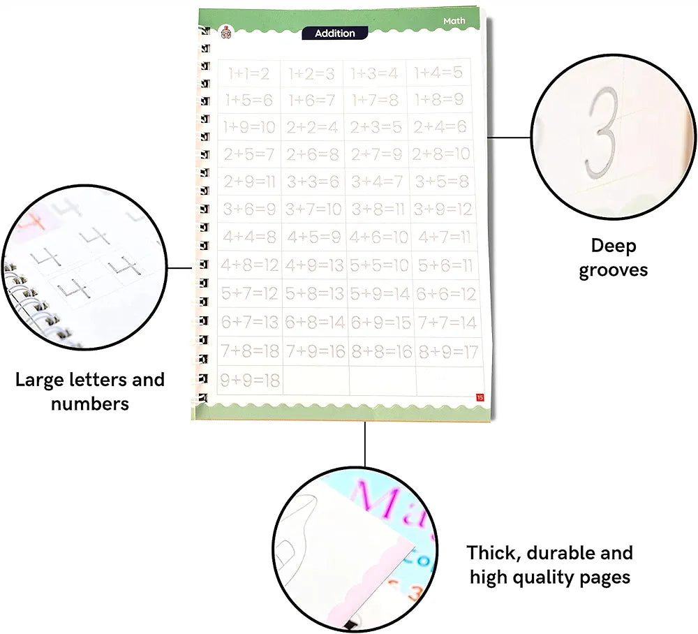 SPARTAN KIDS® Complete Magic Practice Copybook Set - Number Tracing Book for Kids