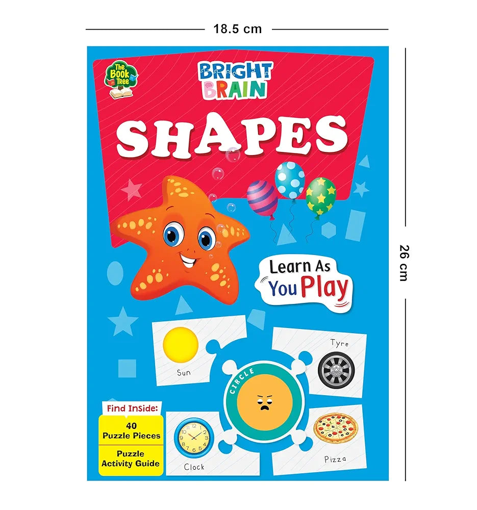 The Book Tree Bright Brain Shapes Puzzle - Learn & Recognise Shapes with 40 Puzzle Pieces – Engaging Activity for Kids Age 3+ - Gift Box by Majestic Book Club