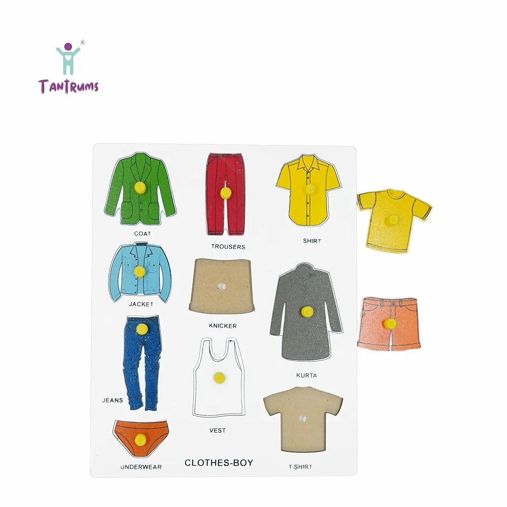 Tantrums Preschool Boy Cloth Dress Up Puzzle Set to Learn Different Types of Clothing Education Puzzle Learning Aid for Kids
