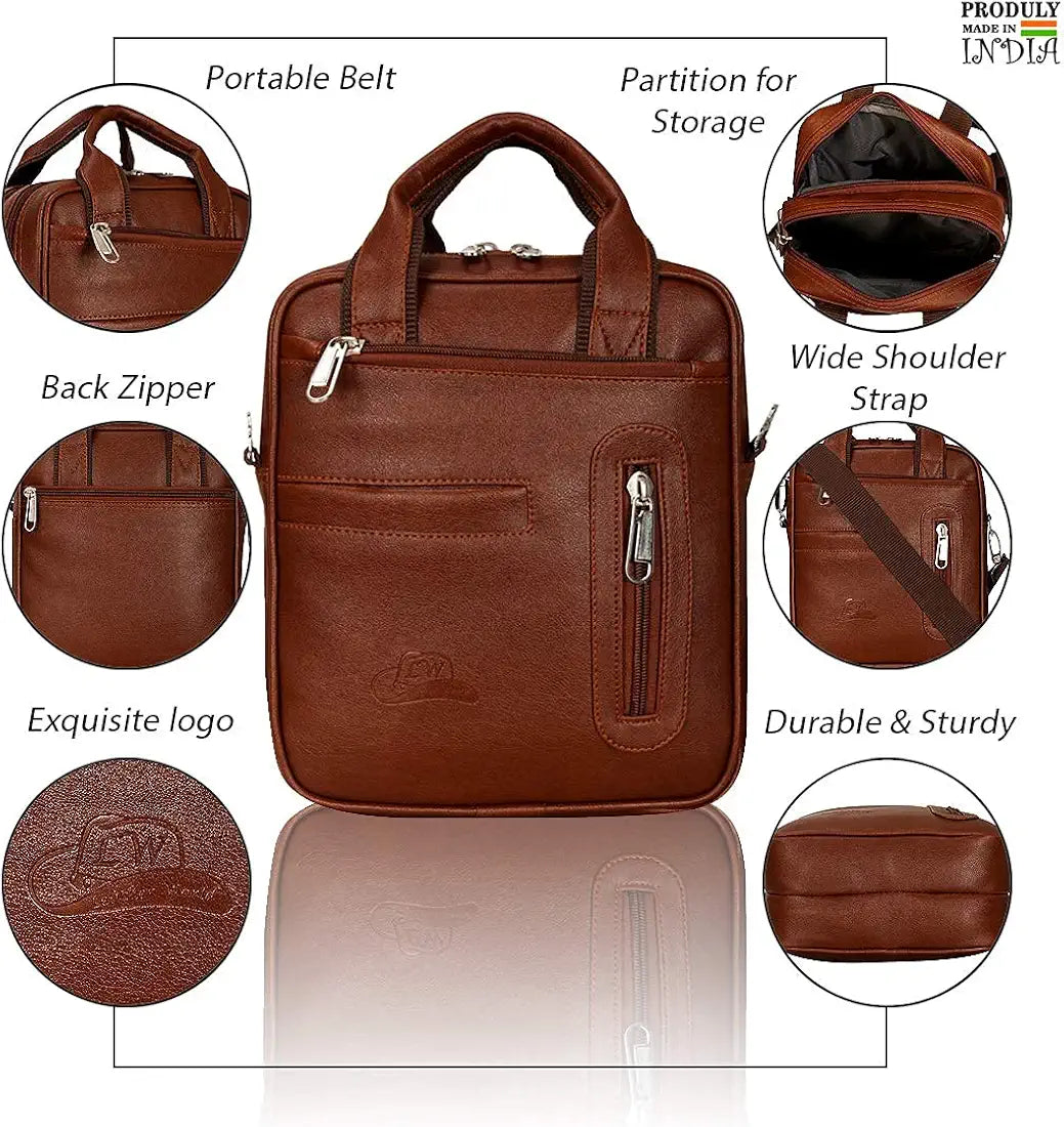 Leather World Sling Bag for Men PU Leather Messenger Cross Body Travel Office One Side Chest Shoulder Bag for Men & Women