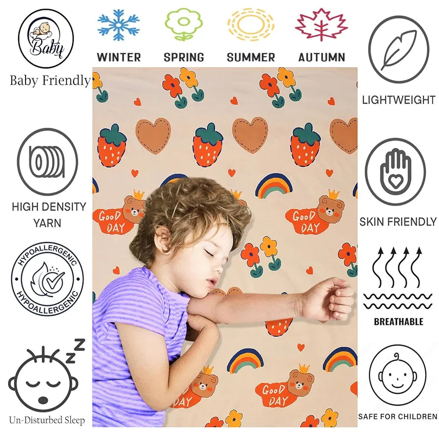 Fresh From Loom Cartoon Wrinkle Free Glace Cotton Bedsheet For Kids With 2 Pillow Cover 144 Tc Multicolor Pale