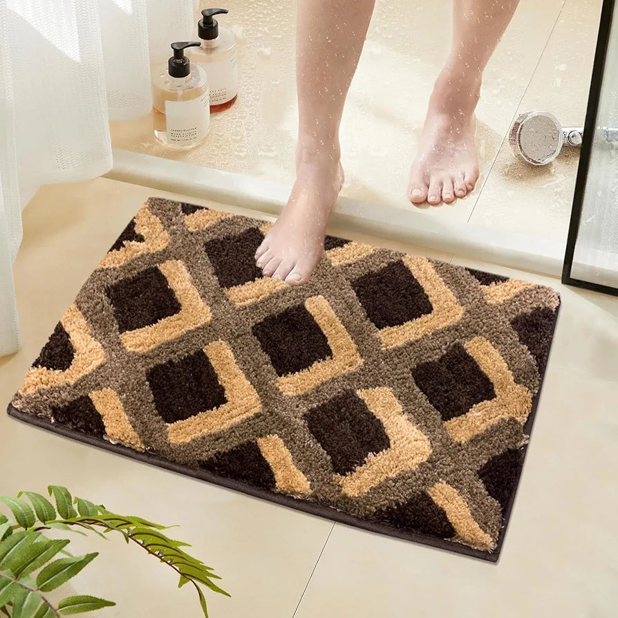 Luxe Home International Ruffle Floor Rug Foot Mats 3 X 5 Ft colour Taupe