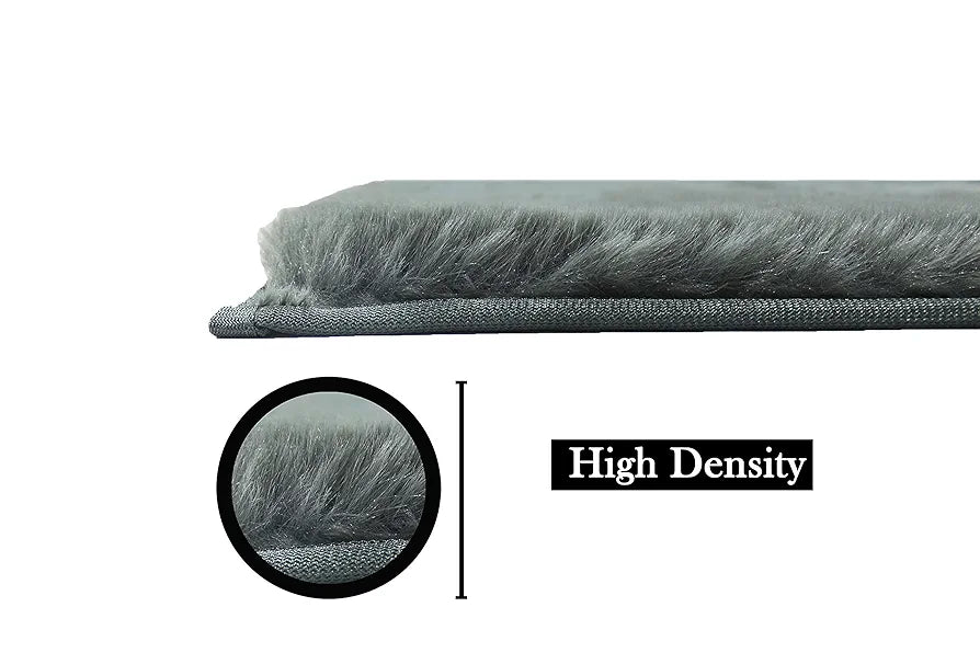 Luxe Home International Ruffle Bath Runner Rabbit Fur 1000 GSM Super Soft Anti Skid Rug for Bedroom 2 X 5 Ft Colour Grey