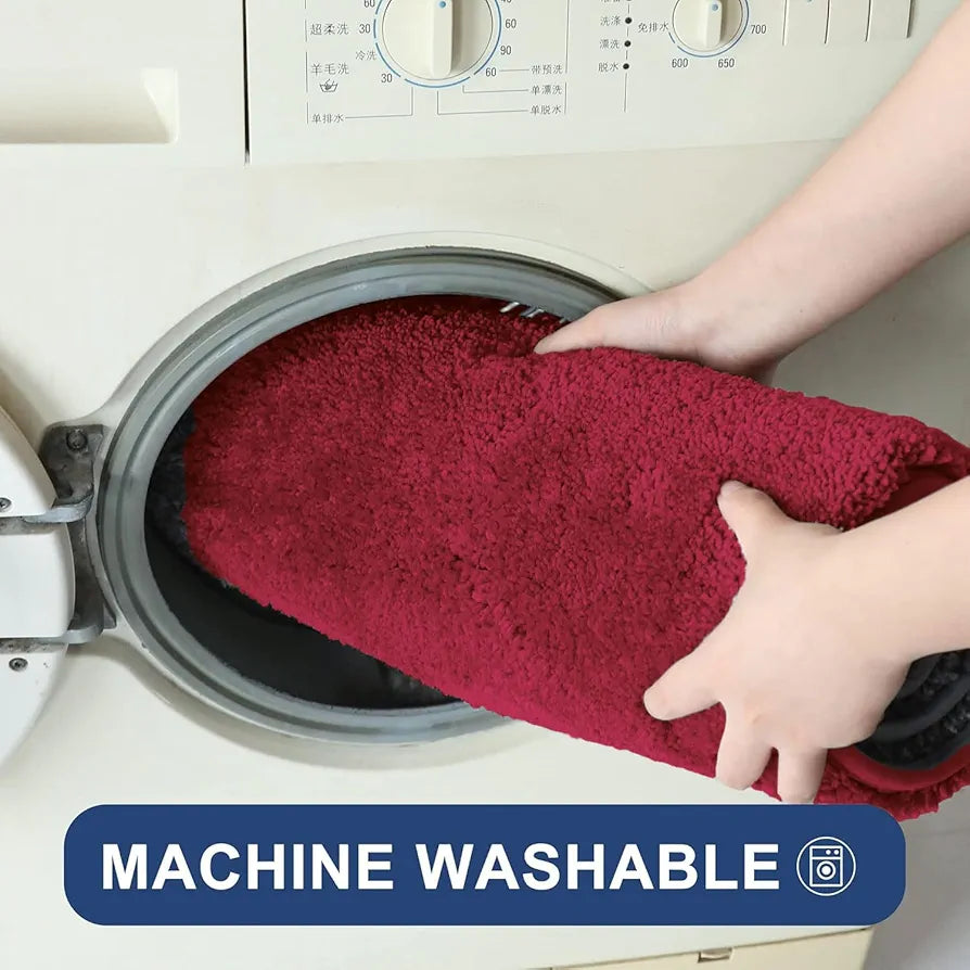Luxe Home International Bath Microfibre Rectangular Mat Super Soft Anti Skid Newman Mats for Bathroom Colour Maroon