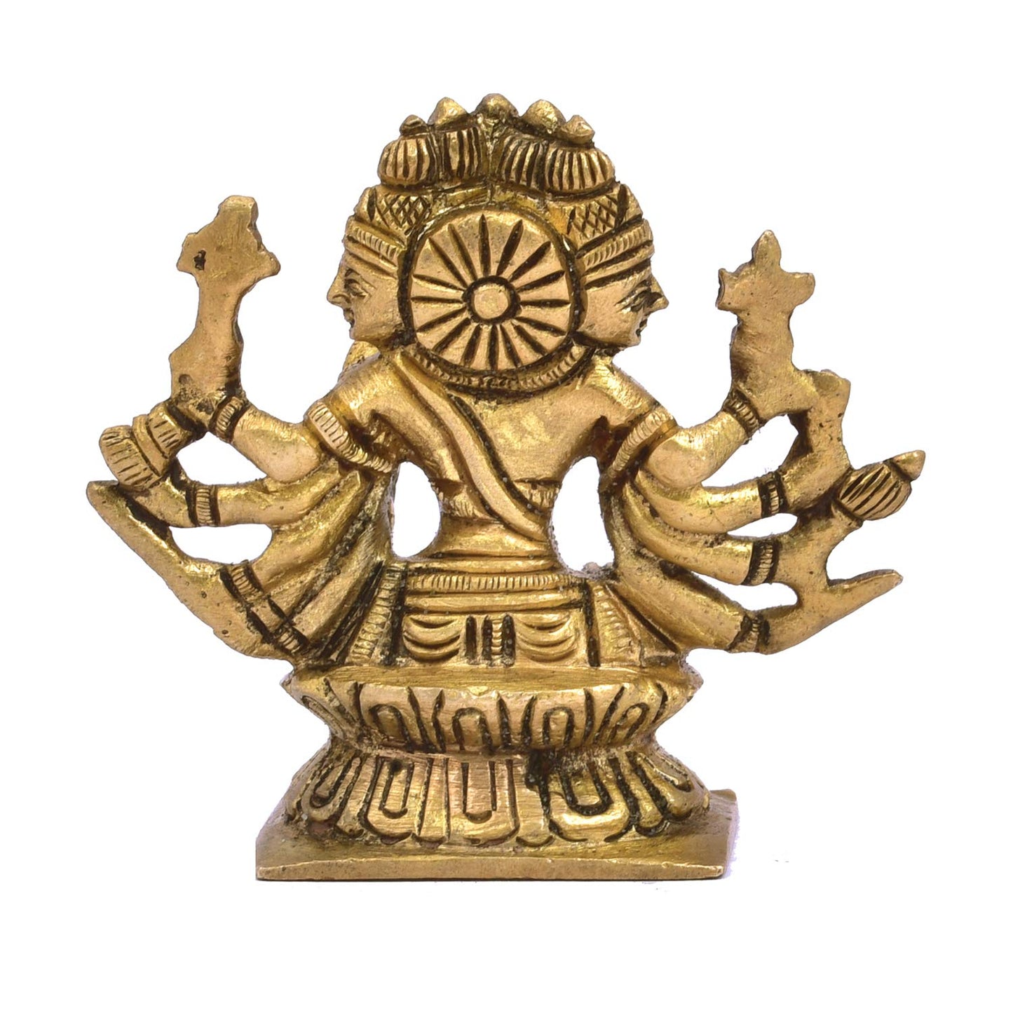 The Advitya Brass Gayatri Devi/ Mata Statue | Idol for Car Dashboard | 5 Face Goddess Savitri Murti