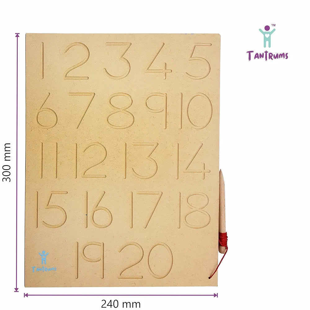 Tantrums Tracing Numbers 1-20 Board for Kids 3+ Age | Helpful Education Puzzle Learning Aid for Kids