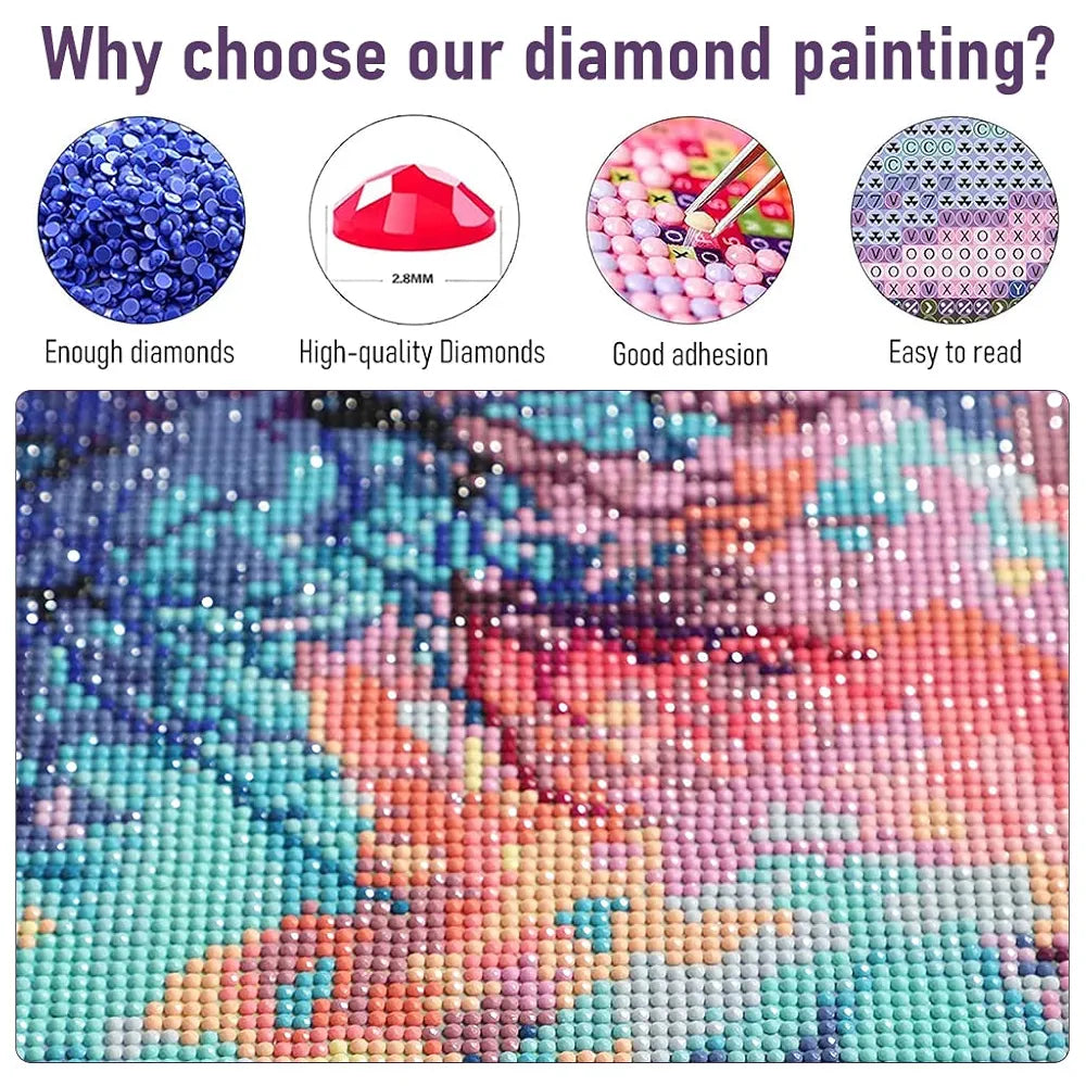 HASTHIP® Diamond Painting Kit,30 * 40cm Bright Moon Diamond Painting Kits,5D Kit for Adults & Kids Art Wall Hangings Super Moon Night Scene for Home Wall Decor