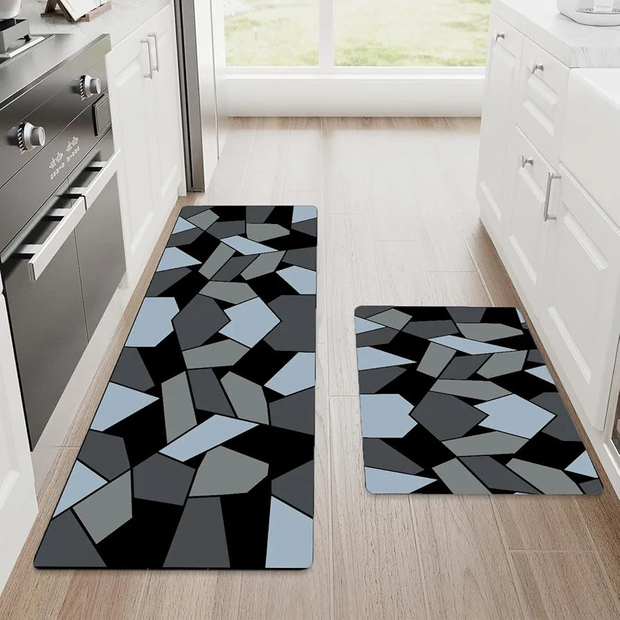 Ishro Home Kitchen Mats For Floor Anti Slip Waterproof Set Of 2 Pcs Colour Crystals