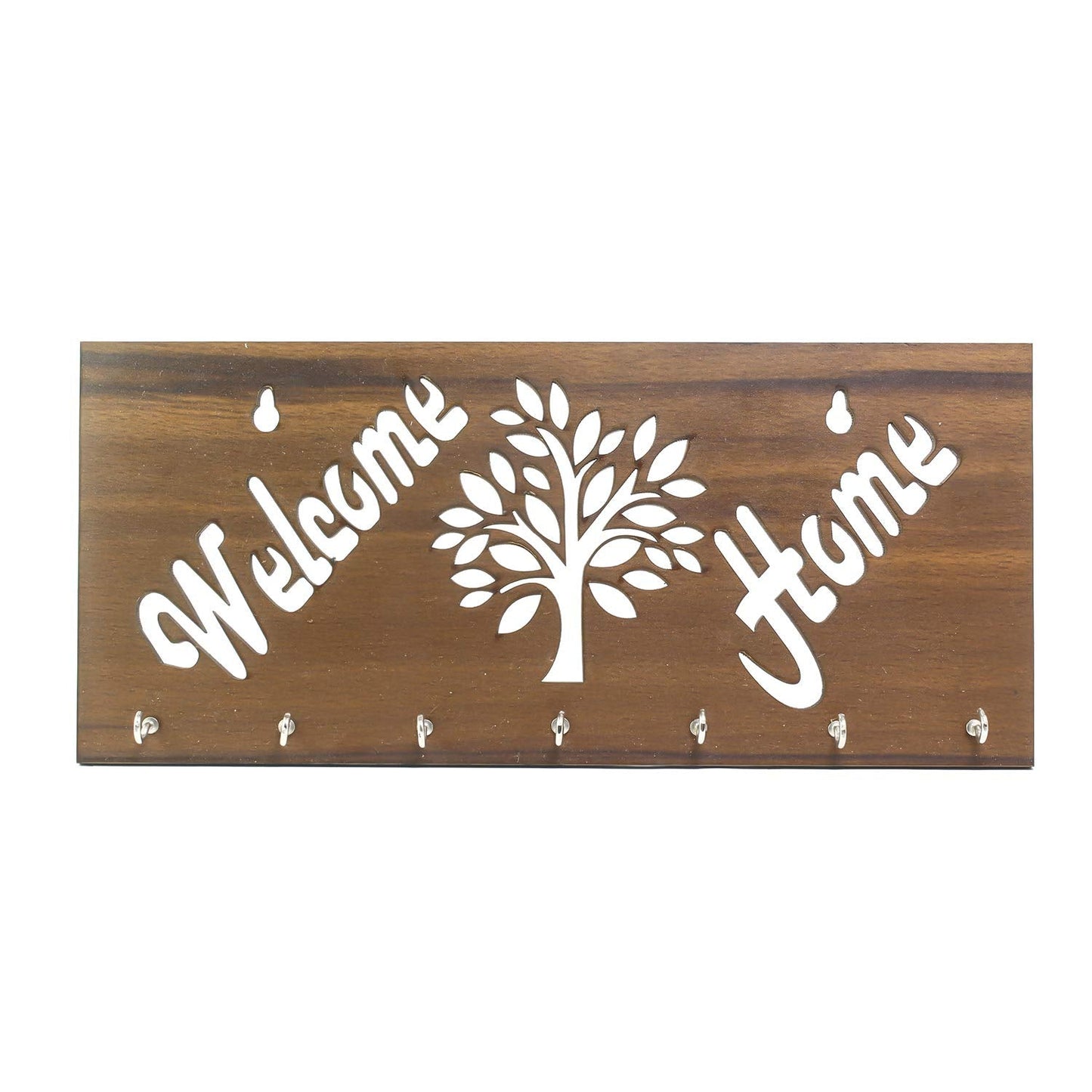 Ecraftindia Welcome Home Theme Wooden Key Holder With 7 Hooks