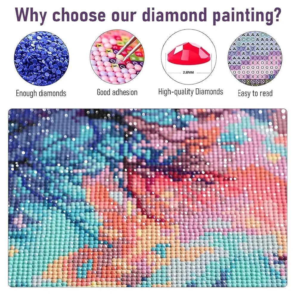 TREXEE 5D Diamond Painting Kit for Adults & Kids, 30 * 40cm DIY Paint by Numbers Kit DIY Diamond Painting by Numbers Kit Cross Stitch Pictures Gift for Kids & Adults DIY Painting
