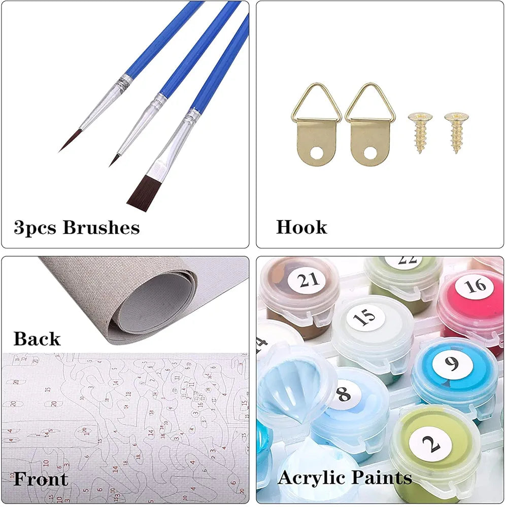 TULIP N TURTLE Sri Sai Diy Acrylic Paint By Number Kit For Adults Kids Beginner Diy Canvas Painting By Number. Wall Decoration Diy Painting Kit For Adults,Multi-Coloured