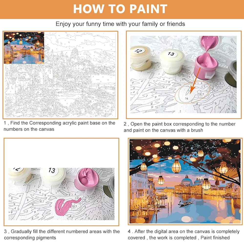 HASTHIP DIY Oil Painting, 40 * 50CM Paint by Numbers Kits, Painting Kit for Adults and Kids, Unframed Printed Canvas for Home Wall Decor Black
