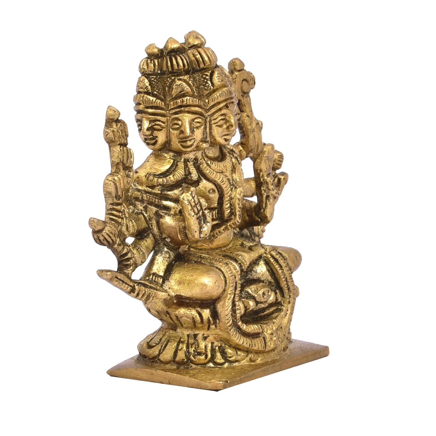 The Advitya Brass Gayatri Devi/ Mata Statue | Idol for Car Dashboard | 5 Face Goddess Savitri Murti