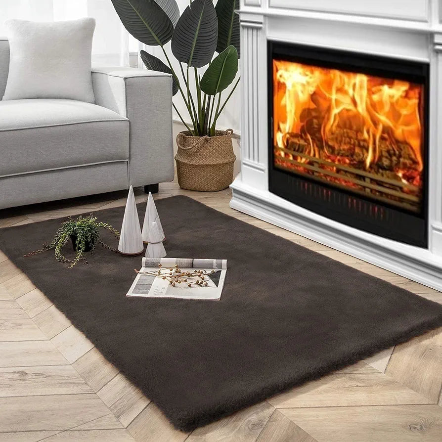 Luxe Home Ruffle Floor Rug 3 X 5 Ft Colour Cocoa