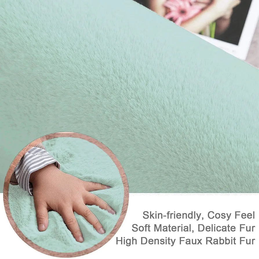 Luxe Home International Rectangular Carpet Super Soft Anti Skid Rabbit Fur Bathroom Mats Colour Lime