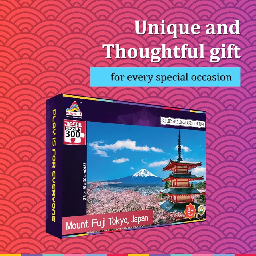 Playhills Mount Fuji, Japan Landscape Wooden Jigsaw Puzzle for Children and Adults 8+ Years| Focus, Mind Relaxation Puzzles Family and Activity Games