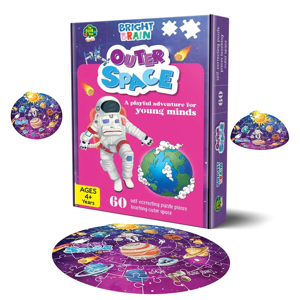 The Book Tree Bright Brain Outer Space 60 Piece Jigsaw Puzzle for Preschoolers, Educational Toy for Learning Space, Gifts for Kids Ages 3 to 6 by Majestic Book Club