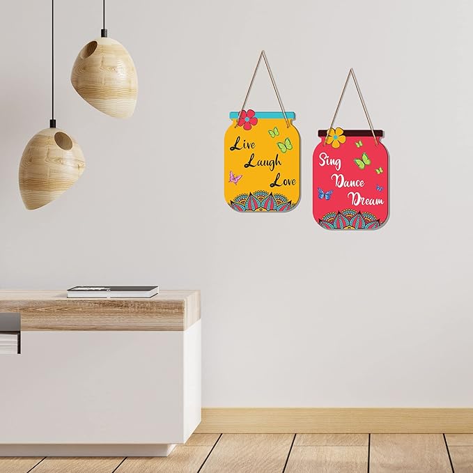 Artvibes Motivational Quotes Decorative Wall Art Wooden Wall Hanging for Living Room | Set of 2