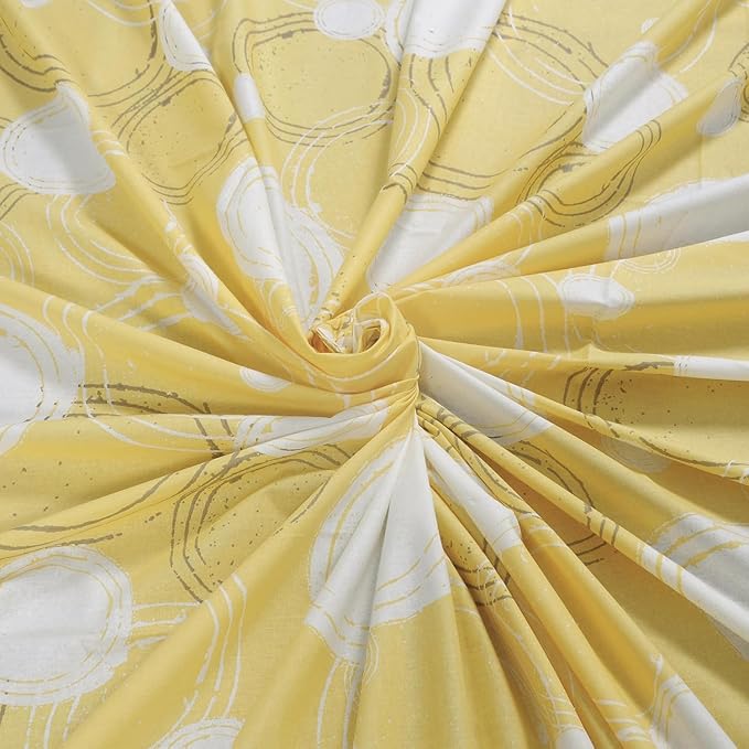 Huesland by Ahmedabad Cotton 144 TC King Size Bedsheet Cotton with 2 Pillow Covers | Sphere | Yellow & Off White