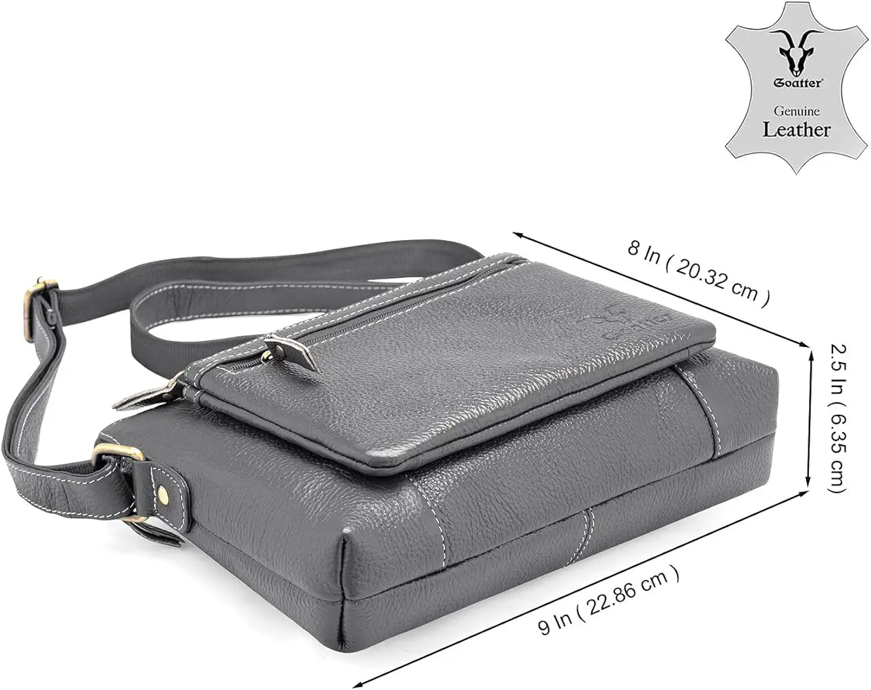 Goatter Genuine Leather 9" Inch Sling Cross-Body Bag For Women's
