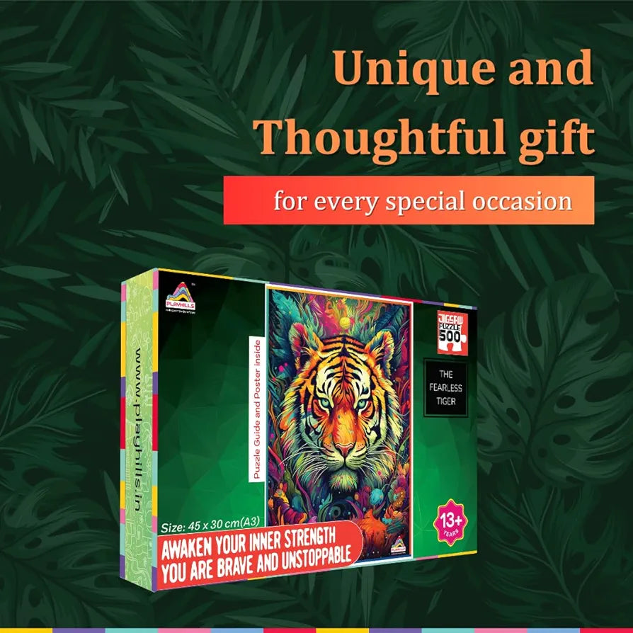 Playhills Spirit Animal The Fearless Tiger 500 Pieces Jigsaw Puzzle for Children and Adults 13+ Years| Perfect Fun for Teenage Party and Family Activity Games