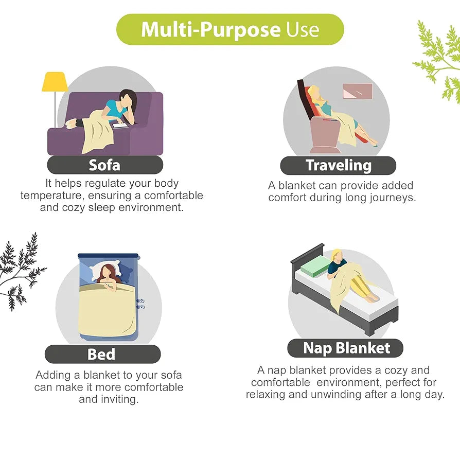 Divine Casa Floret 100% Cotton Single Dohar 120 GSM Soft & Lightweight Throw Blanket Colour Leaf Green