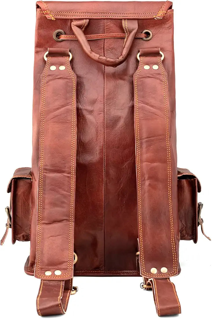 Goatter Genuine Leather Vintage Style 18" Inch Unisex Backpack for Travel Hiking Camping Rucksack,