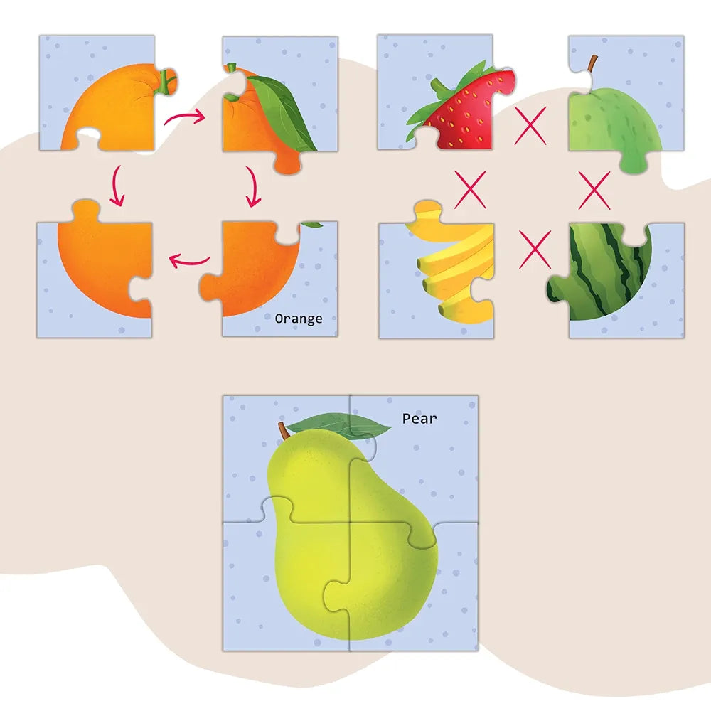 THE BOOK TREE Bright Brain Fruits 48 Piece Paper Jigsaw Puzzle For Preschoolers, Educational Toy For Learning Fruits, Gifts For Kids Ages 3 To 6 By Majestic Book Club,Multicolor