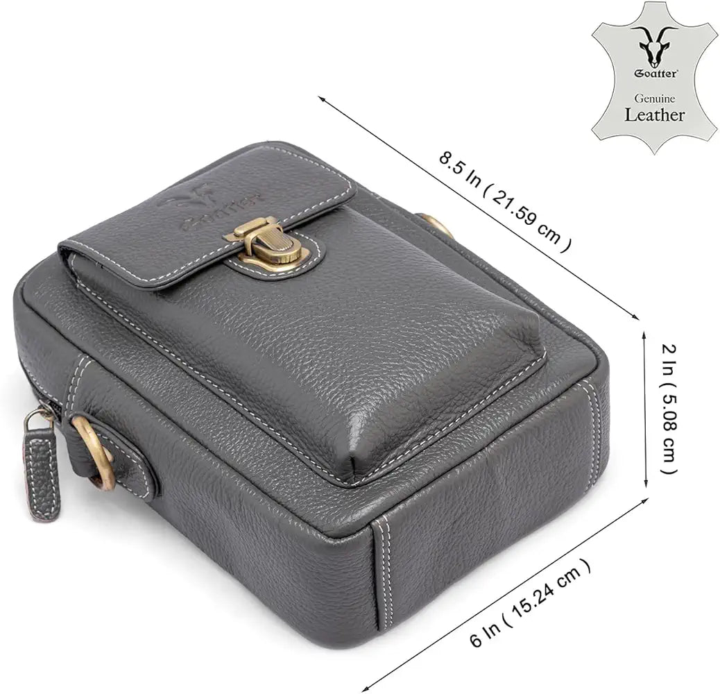 Goatter Genuine Leather Unisex Sling Cross-BodyBag Messenger Bag