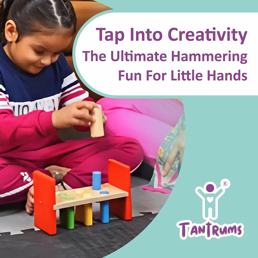 Tantrums Cobbler Bench 6 Pegs with Hammer to Build Hand Eye Concentration Motor Skills Cause and Effect - Kids