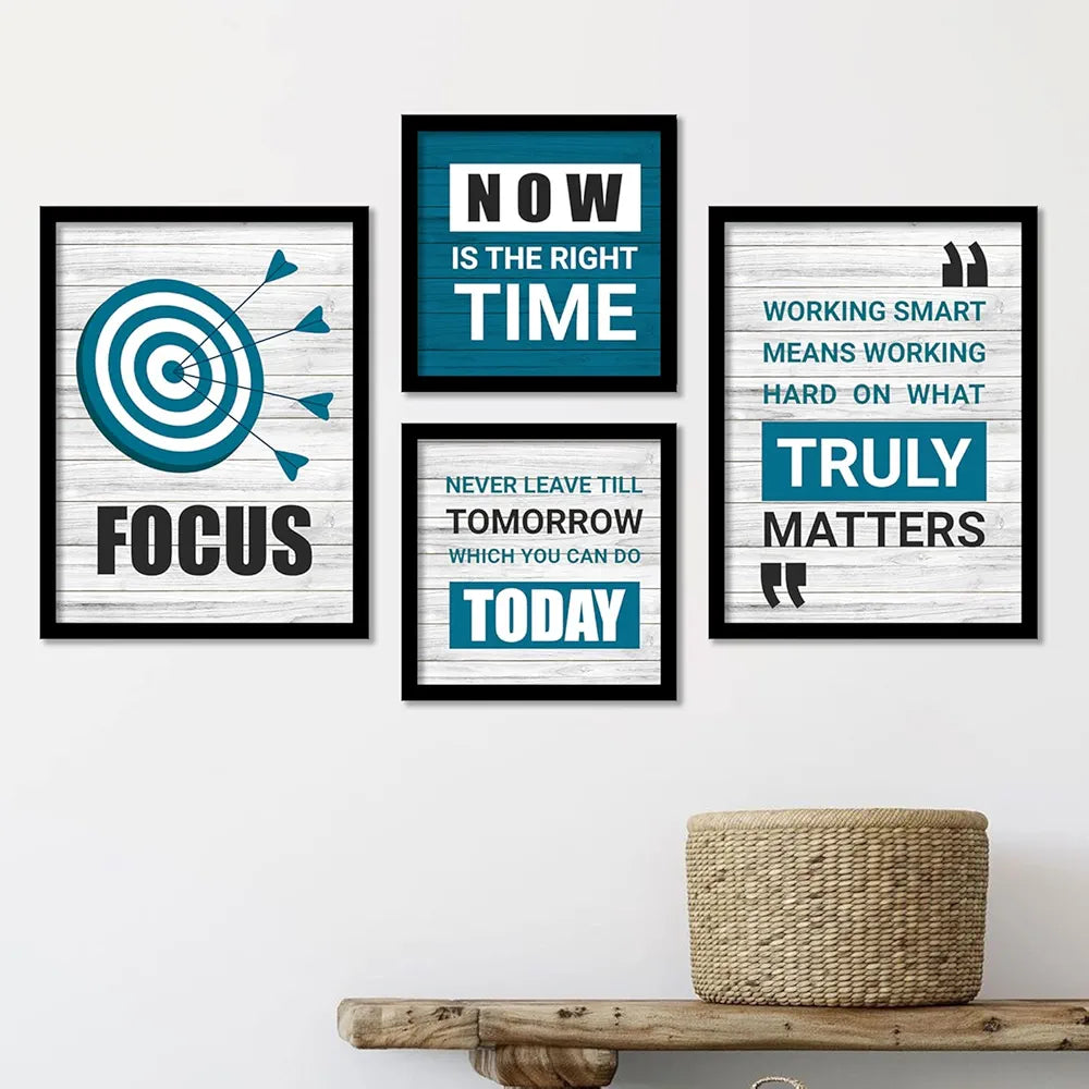 Kotart Wood Focus Motivational Quotes Framed Posters