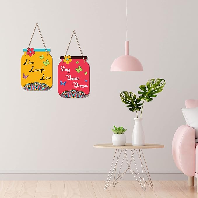 Artvibes Motivational Quotes Decorative Wall Art Wooden Wall Hanging for Living Room | Set of 2