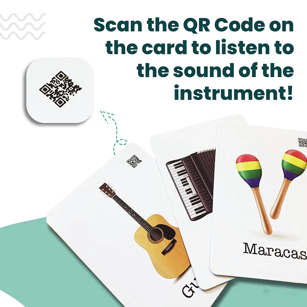 The Curious Bees - Musical Instruments Flash Cards | 36 Laminated Cards | Age Group: 2-5 Years | Ideal for Early Learning as a Pre School Fun Education Activity