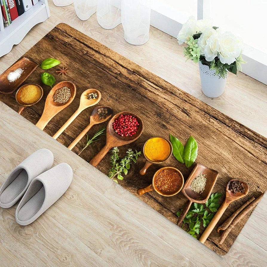 Ishro Home Kitchen Mats For Floor Anti Slip Waterproof Set Of 2 Pcs Colour The Wooden Spoons