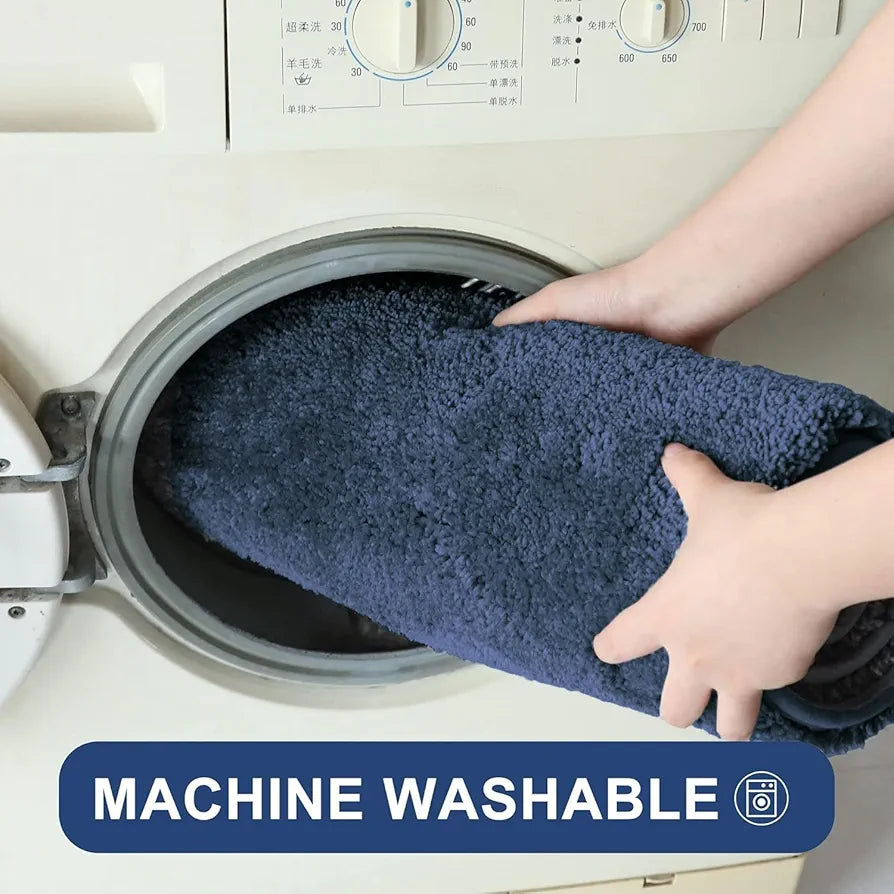 Luxe Home International Microfibre Rectangular Bath mat Super Soft Anti Skid Newman Mats For Bathroom Colour Navy Blue