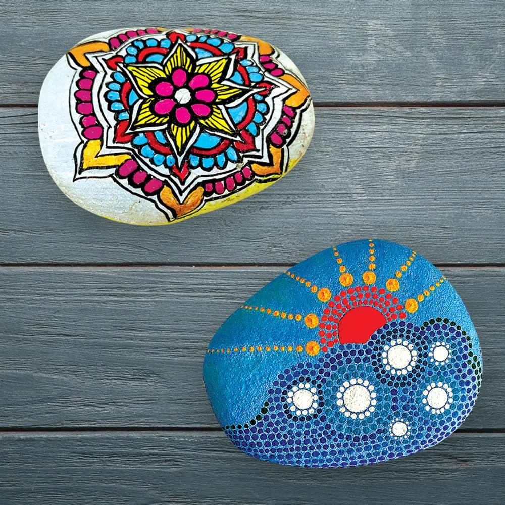 TOYKRAFTT Rock Painting Art N Craft, Stone Rock Painting Kit, Pebbles for Painting Kit for Kids, Gifts for Kids 7+ Years Old - Artistic Rock Painting, Multicolor