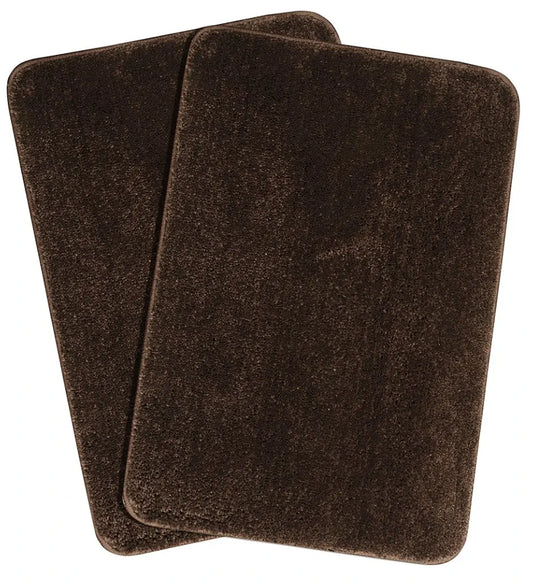 Saral Home Easy Living Microfiber Solid Rectangle Anti-skid Bath Mats Colour Brown (Pack Of 2)