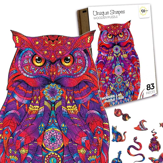 91knots Mystical Owl 83 Pieces Mandala Art Inspired Premium Wooden Jigsaw Puzzle for Kids & Children Aged 5+ Years