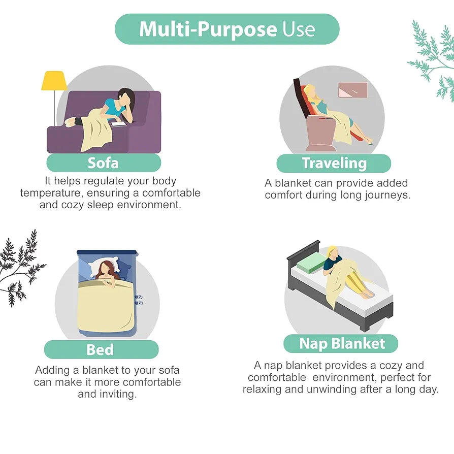 Divine Casa Floret 100% Cotton Single Dohar 120 GSM Soft & Lightweight Throw Blanket Colour Beach Glass