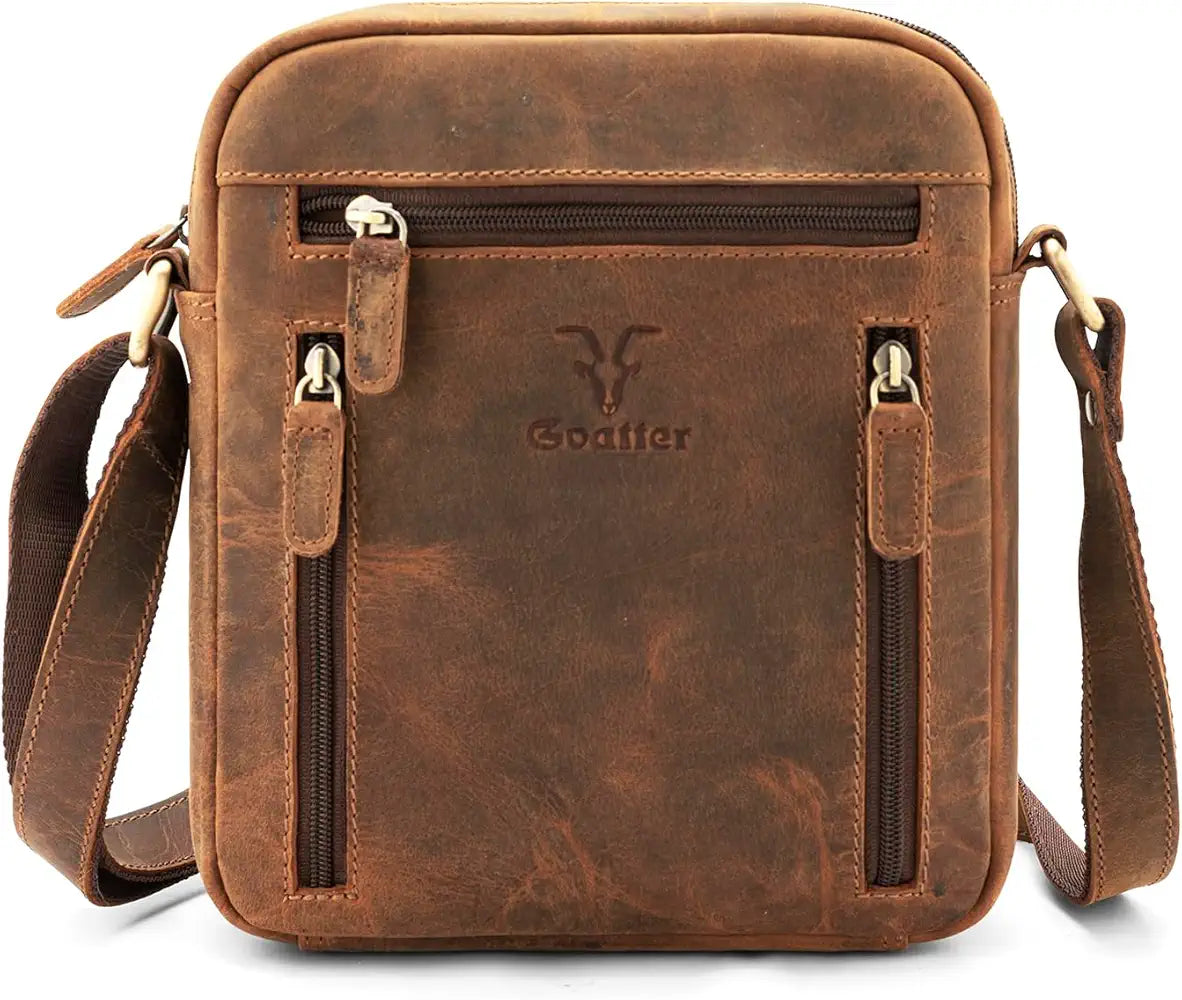 Goatter Genuine Leather Multi Pocket 9" Inch Messenger Sling Bag For Men