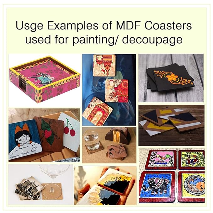 Mini Leaves Unfinished Blank Plain MDF Wooden Coasters for DIY Craft or Decoupage | Set of 12