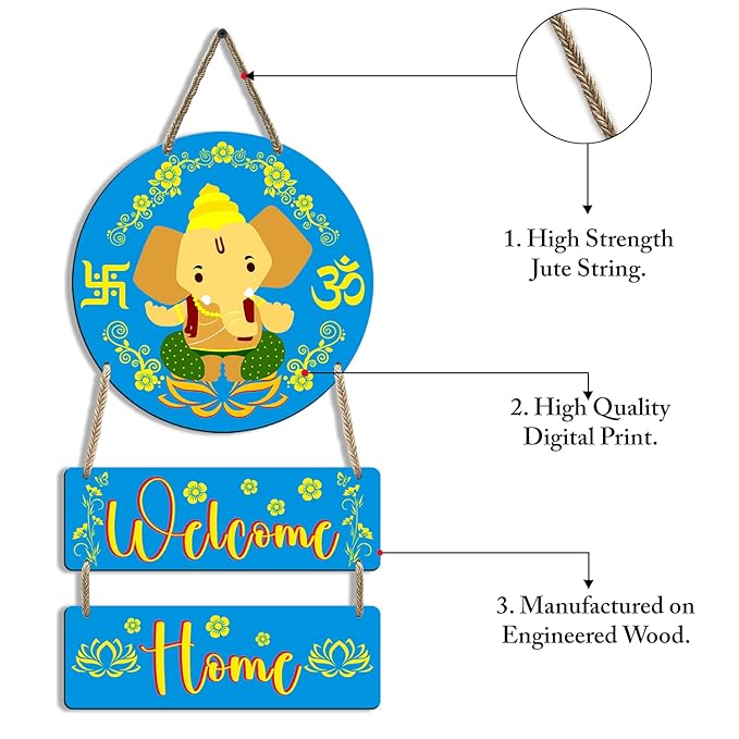 Sehaz Artworks Home Decor Items for Living Room Wooden Wall Hangings for Home Welcome Home, 60 Cm