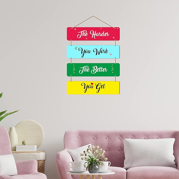 Artvibes the Harder You Work Quote Wooden Wall Hanger for Home Decor