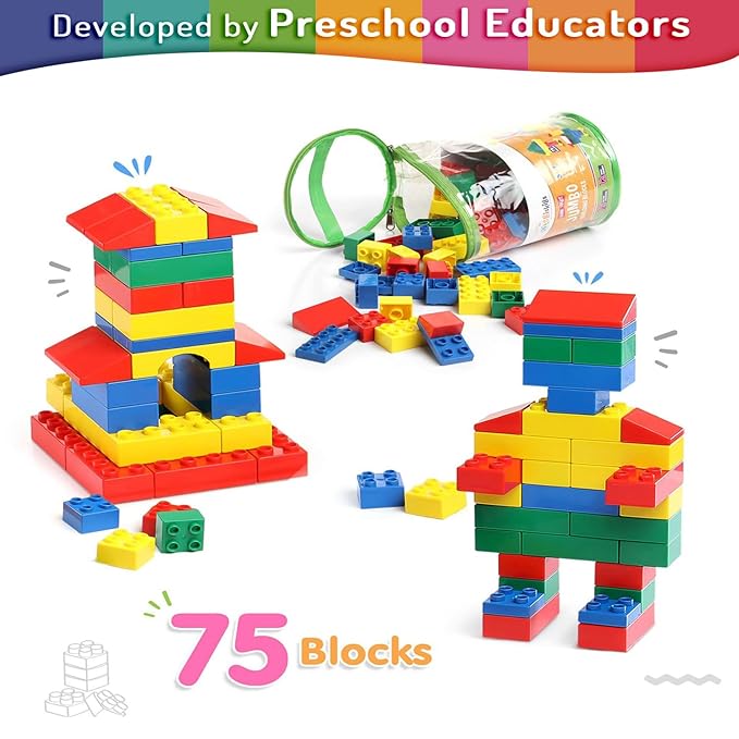Firstcry Intelliskills Premium 75 Pieces Jumbo Construction Block Sets for Baby & Kids