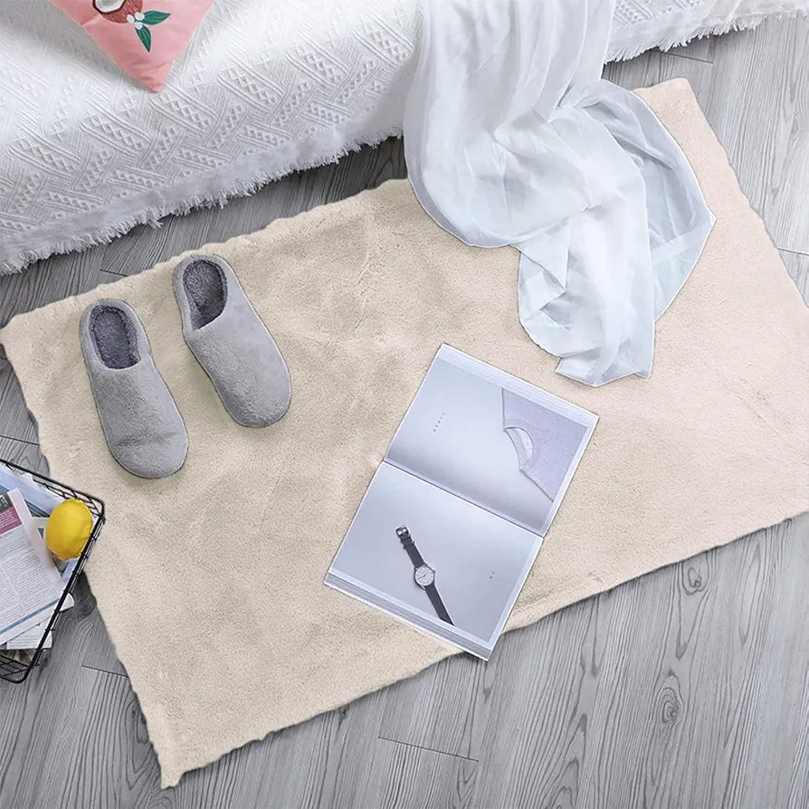 Luxe Home International Rectangular Bath Mat Super Soft Anti Skid Rabbit Fur Bathroom Mats Colour Skin