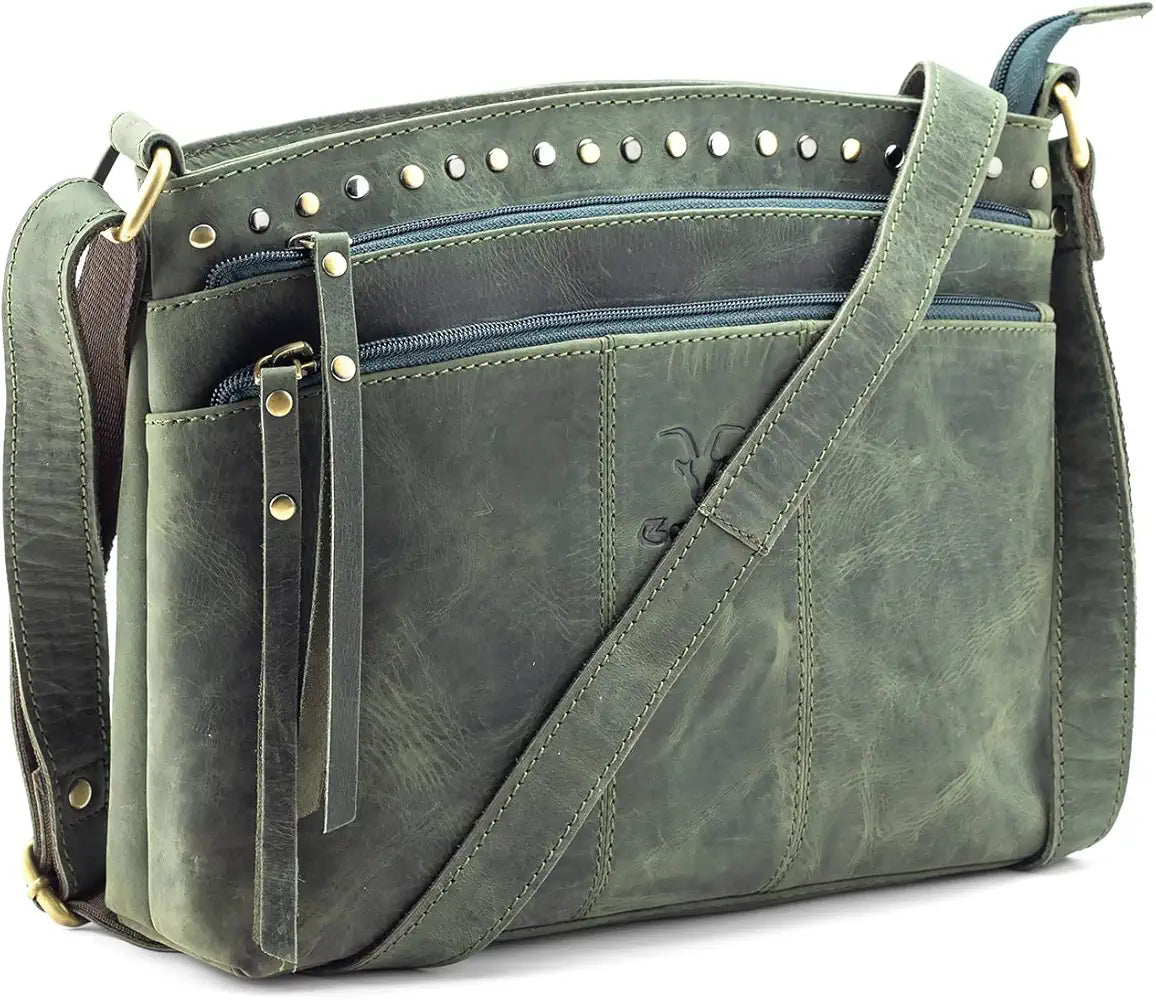 Goatter Hunter Leather 11.5" Crossbody Bag for Women,